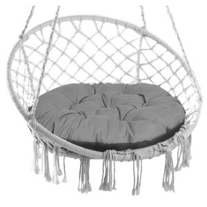 Poduszka ogrodowa 65 cm na krzesło wiszące bocianie gniazdo wodoodporna szara