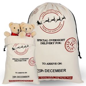 Worek świąteczny na prezenty dla świętego mikołaja jutowy solidny 70cmx50cm