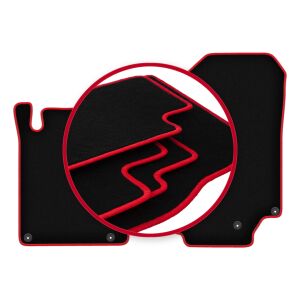 Piros szegélyű velúr szőnyegek a következő modellekhez: Mercedes SL R129 500 SL (1989-2001)