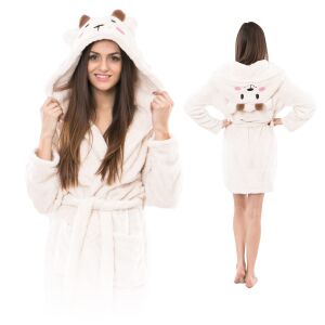 Szlafrok z kapturem biały przytulny damski ciepły prezent dziewczyny strój 144891066 - Női köntös