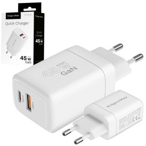 GAN 45W Power Delivery gyors töltés Kruger&Matz gyorstöltő