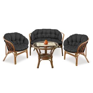 Zestaw ogrodowy 2x122x40cm + 190x40cm na krzesło kanapę huśtawkę meble rattanowe wodoodporny czarny 144894389 - Kert