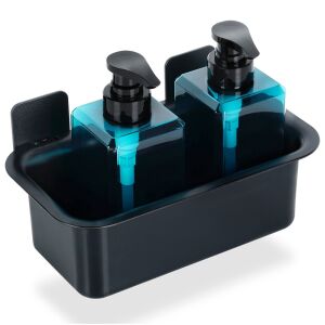 Fekete zuhanypolc, ragasztott, 23,5x13,5x11,5 cm