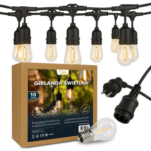 Fényfüzér, kültéri kerti fényfüzér, 10 m, energiatakarékos LED, IP65 144896610