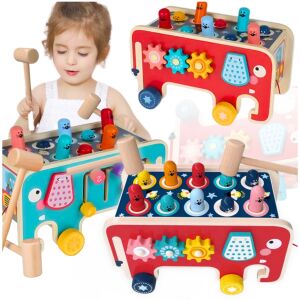 Fa oktatási kocka elefánt kalapácsos játék Montessori ügyességi játék