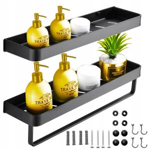 Pólka łazienkowa na kosmetyki czarna wisząca ścienna zawieszana do łazienki