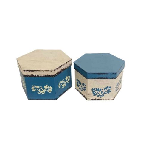 Ajándék-Virág Papírdoboz Szett/2 Bn 100-2160 - 2 darabos dekoratív virágos ajándékdoboz szett, 20x20x12cm - Díszdoboz