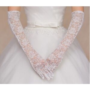 ESKÜVŐ KTY81 - kb 40cm-es hófehér hagyományos menyasszonyi csipke kesztyű 144973590 - Lovaskate