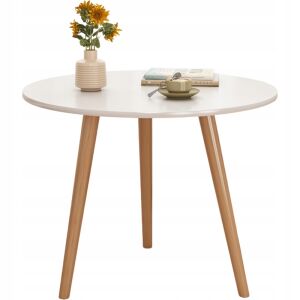 Kleiner runder Couchtisch aus Holz im skandinavischen Loft-Stil, Wohnzimmertisch