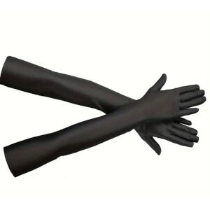 ESKÜVŐ KTY94 - 50cm-es fekete jersey menyasszonyi kesztyű, operába, bálba