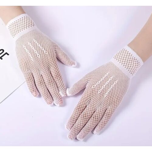 ESKÜVŐ KTY95 - kb. 25cm-es hálós fehér csipke kesztyű 144973623