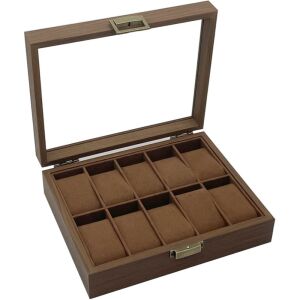 Elegáns fa tároló és rendszerező doboz 10 óra számára, Pufo Elite modell, barna 144977086 - Óraforgató & óratartó doboz