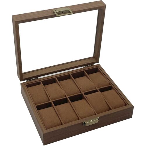 Elegáns fa tároló és rendszerező doboz 10 óra számára, Pufo Elite modell, barna 144977086