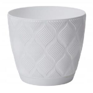Fehér virágcserép 15,4x17 cm klasszikus divatos műanyag alátéttel Flow Petit 144982872 - Kaspó