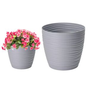 Szürke műanyag virágcserép aljjal 16,7x15,4 cm Sahara