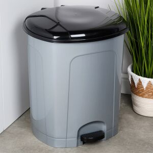 Műanyag pedálos hulladékgyűjtő, szürke, 50 l