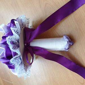 ESKÜVŐ MCS25 - Menyasszonyi csokor lila szatén rózsából 144989409 - Lovaskate