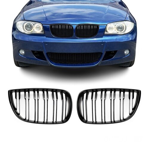 Dupla rács BMW 1-es szériához E87, E81 2004-2007 fényes fekete 144990088