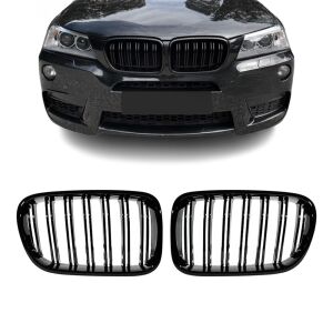 Grile duble BMW X3 X4 F25 F26, 2010-2014 - Negru lucios 144990092 - Vehicule & Piese