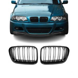Dvojité mriežky pre BMW radu 3 E46 Sedan/Touring 1998-2001, lesklá čierna 144990101 - AutoUp