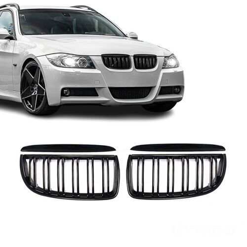 AUTOUP dvostruke maske BMW serije 3 E90 E91, 2004.-2009., sjajno crne, set 1 kom lijeva + 1 kom desna 144990125
