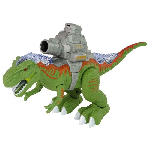A katapult dinoszaurusz zölden sétál és lő 146159853