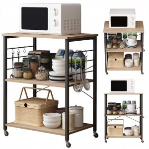 DULAP MOBIL CU ROȚI, MASĂ DE MIC DEJUN MARO DESCHIS, CĂRUCIOR DE BUCĂTĂRIE, 60 CM 145010434 - Mobilier pentru sufragerie