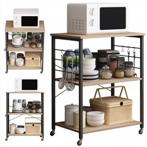 MOBILER SCHRANK MIT RÄDERN, HELLBRAUNER FRÜHSTÜCKSTISCH, KÜCHENWAGEN 145010992 - Küchenmöbel