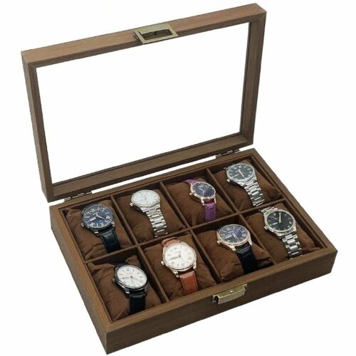 Elegáns fa doboz 8 óra tárolására és rendszerezésére, Pufo Noble modell, barna 145011082