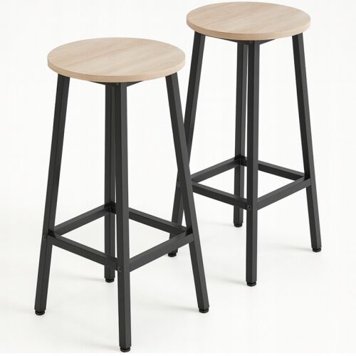 2x MAGAS BÁR SZÉK Konyhai szék Fém szék Tölgyfa LOFT 65 CM 145012292