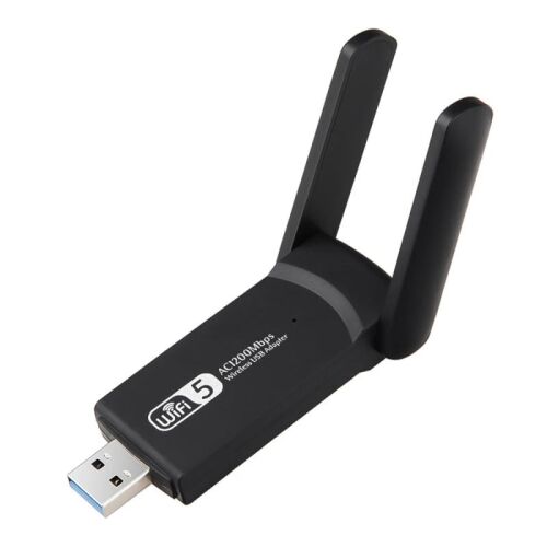 Techstar® AC 1300 vezeték nélküli adapter, kétsávos, 1200 Mbps, USB 3.0, 2,4G/5G, nagy hatótávolságú, 2 antenna, fekete