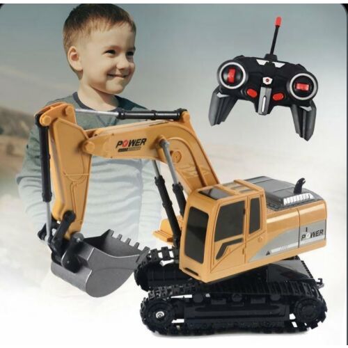 Távirányítós kotrógép játék gyerekeknek, távirányítóval és játszó gyermekkel