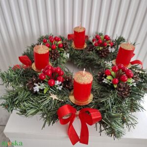 Karácsonyi klasszikus adventi koszorú, asztaldísz,dekoráció 145014506 - Szezonális dekoráció