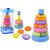 Színes Oktató Piramis Körkarikákkal, Vízilóval a tetején, Fejlesztő Játék Kisgyermekeknek
