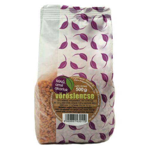 Klorofill Vöröslencse 500g, fehérje- és rostforrás - Hüvelyes