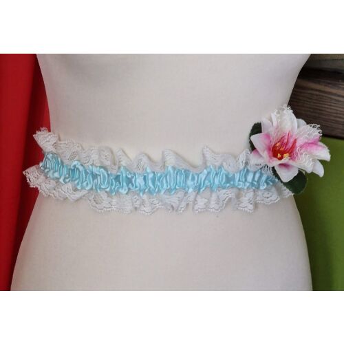 ESKÜVŐ MÖV30 - 60mm-es Világoskék, fehér csipke menyasszonyi öv 145037267