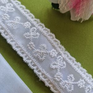 ESKÜVŐ MÖV49 – Handmade - Hófehér apró virágos csipkés menyasszonyi öv 35x4cm-es 145037297 - Női öv
