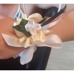 ESKÜVŐ CSD02 -  Borostyán leveles ekrü színű szatén csuklódísz