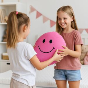 Plüss smiley párna - Pink - NAGY 145040052 - Díszpárna