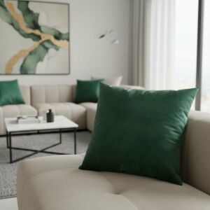 Mohazöld bársony díszpárna - betéttel - 45x45 cm 147208775 - Díszpárna