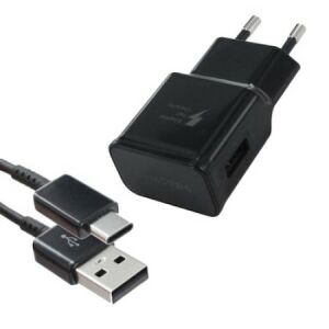 Eredeti Samsung EP-TA20EBE töltő, 1,2 m USB-C kábellel, fekete, bulk
