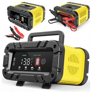 Akkumulátortöltő erősítővel 12/24 V-os akkumulátorokhoz, mikroprocesszoros töltő