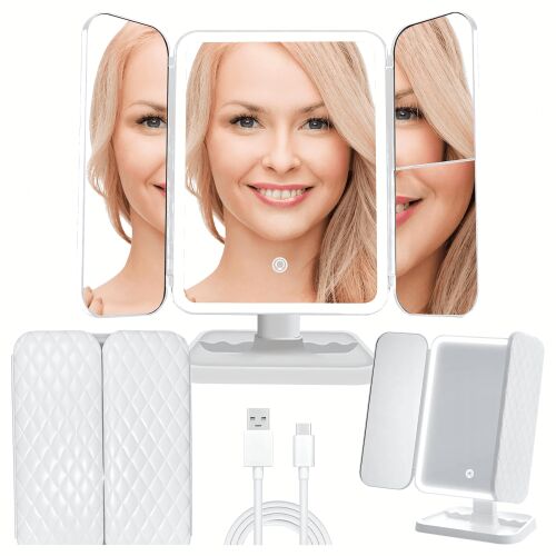 LED-es megvilágítású kozmetikai tükör, összecsukható sminktükör x3 145047528