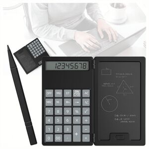 2 az 1-ben tudományos számológép iskolai és irodai használatra, érintőceruzával és jegyzetfüzettel.