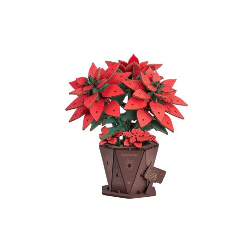 Puzzle 3D, Poinsettia, Lemn, ROWOOD, 153 piese 145047961