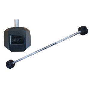 Kétkarú hatszögletű HEX súlyzó 30 kg egyenes gumírozott