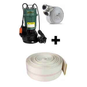 Promóciós csomag Merülő szennyvízszivattyú, úszóval, aprító nélkül, DDT, WQD10, 2200 W, 10 m³/h, 8 m + Tűzoltótömlő 2'' 20 m, 8 bar, csatlakozókkal + Tűzoltótömlő 2'' 20 m 145049740 - DDT