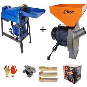 Pachet promo Moara cereale, uruiala si stiuleti, 3.5 Kw + Batoza/Masina de porumb electrica pentru curatat porumb, DDT Profi, motor inclus, 1500 W, 800 kg/h, Buton on/off 145049776 - Petshop