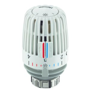 Termosztatikus fej K - A osztály, hiszterézis 0,15 K, középhőmérséklet befolyás 0,35 K, nyomáskülönbség 0,2 K, fehér