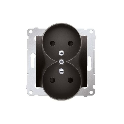 Dupla dugós aljzat földeléssel és redőnyökkel NATURE keretekhez (modul) 16A, 250V AC, antracit csavaros csatlakozók (met.) Simon54 145052573